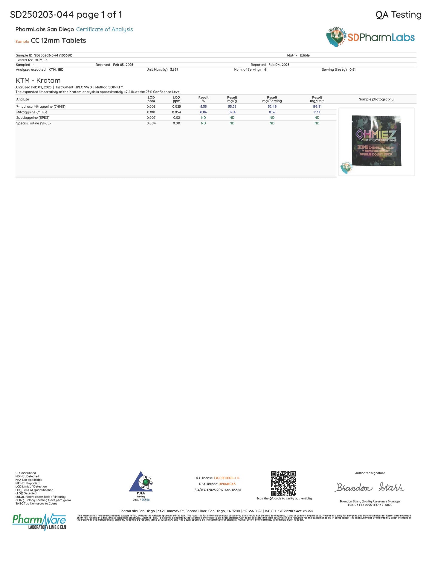 OHMIEZ - 7-Hydroxymitragynine Chewable Tablets